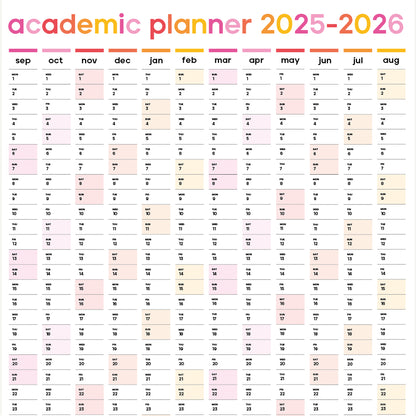 A2 Academic Wall Planner 2025–2026 – Portrait Calendar in Pink and Yellow