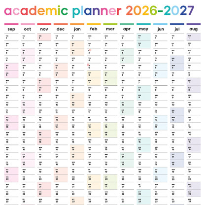 2026-2027 Academic Wall Planner | A2 Wall Calendar | Portrait | Multicolour