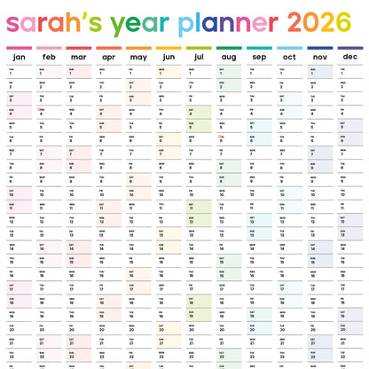 Personalised 2026 Year Planner / Multicoloured