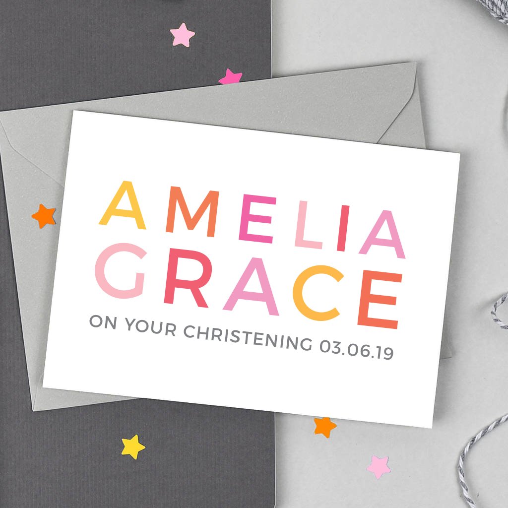 Personalised Girls Christening Card - Studio 9 Ltd