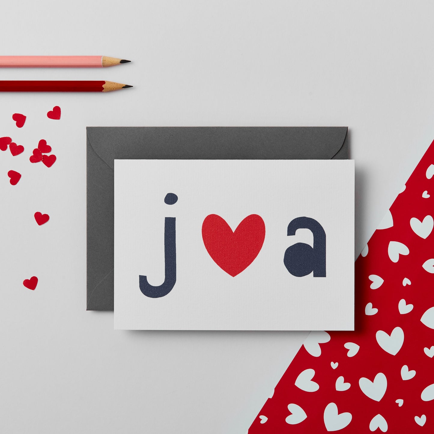 Personalised Love Heart Initials Valentines Card