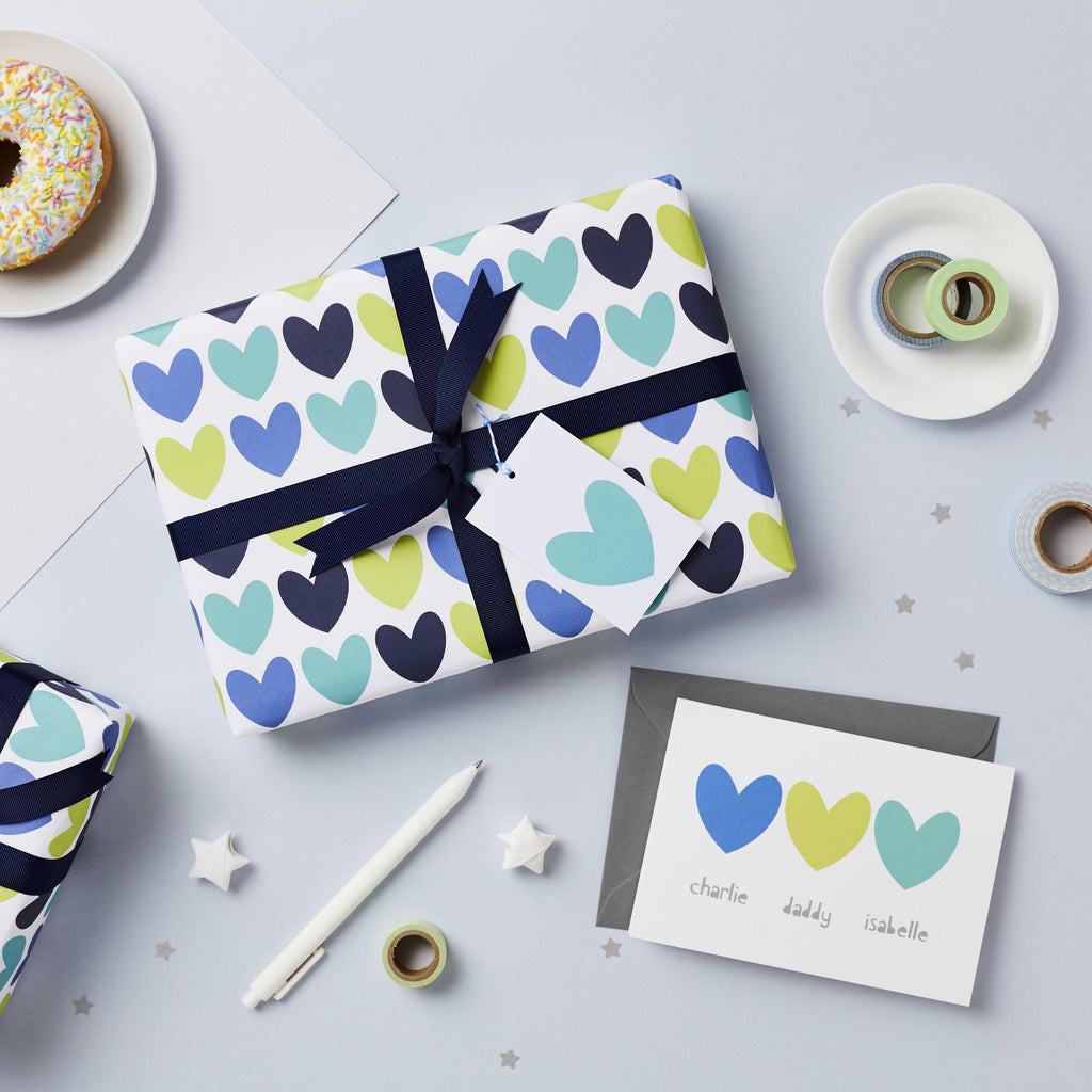 Blue Heart Wrapping Paper Set - Studio 9 Ltd