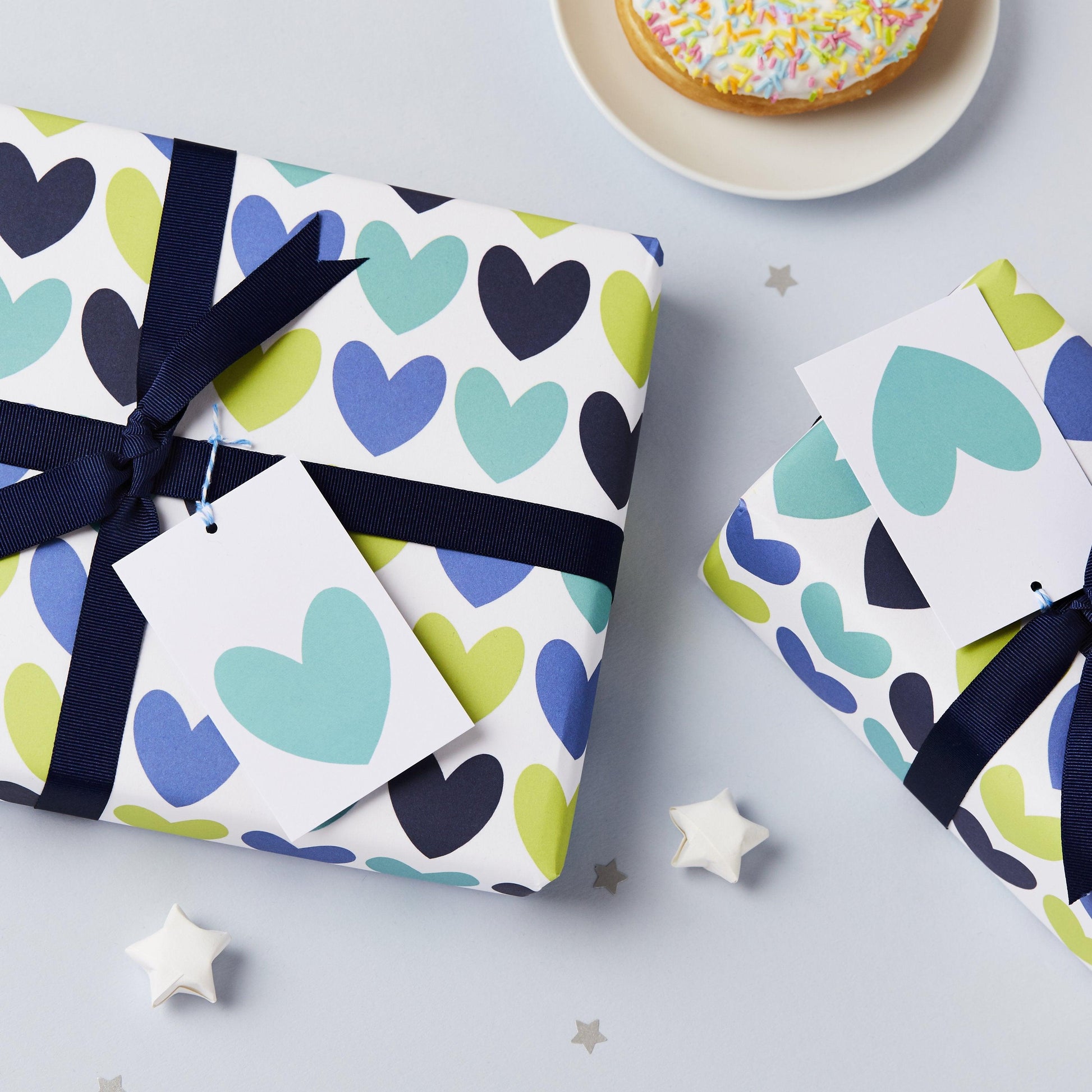 Blue Heart Wrapping Paper Set - Studio 9 Ltd