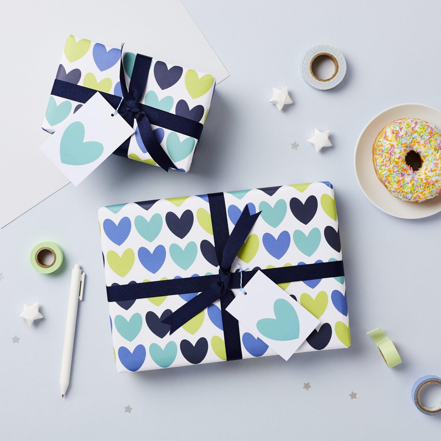 Blue Heart Wrapping Paper Set - Studio 9 Ltd