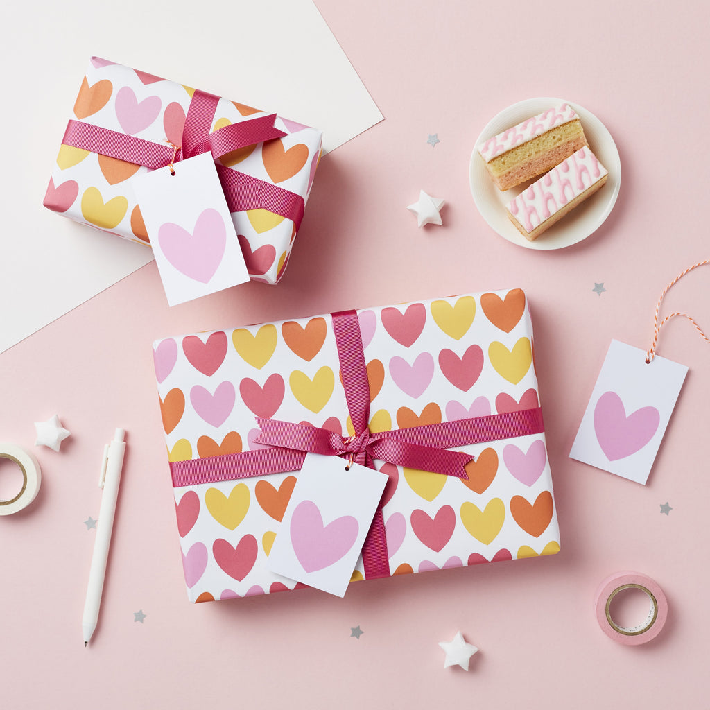 Pink Heart Wrapping Paper Set - Studio 9 Ltd