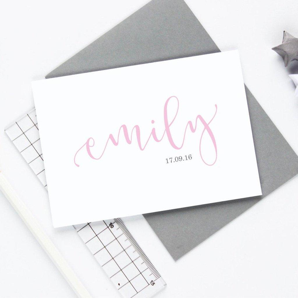 Baby Girl Name and Date Card - Studio 9 Ltd