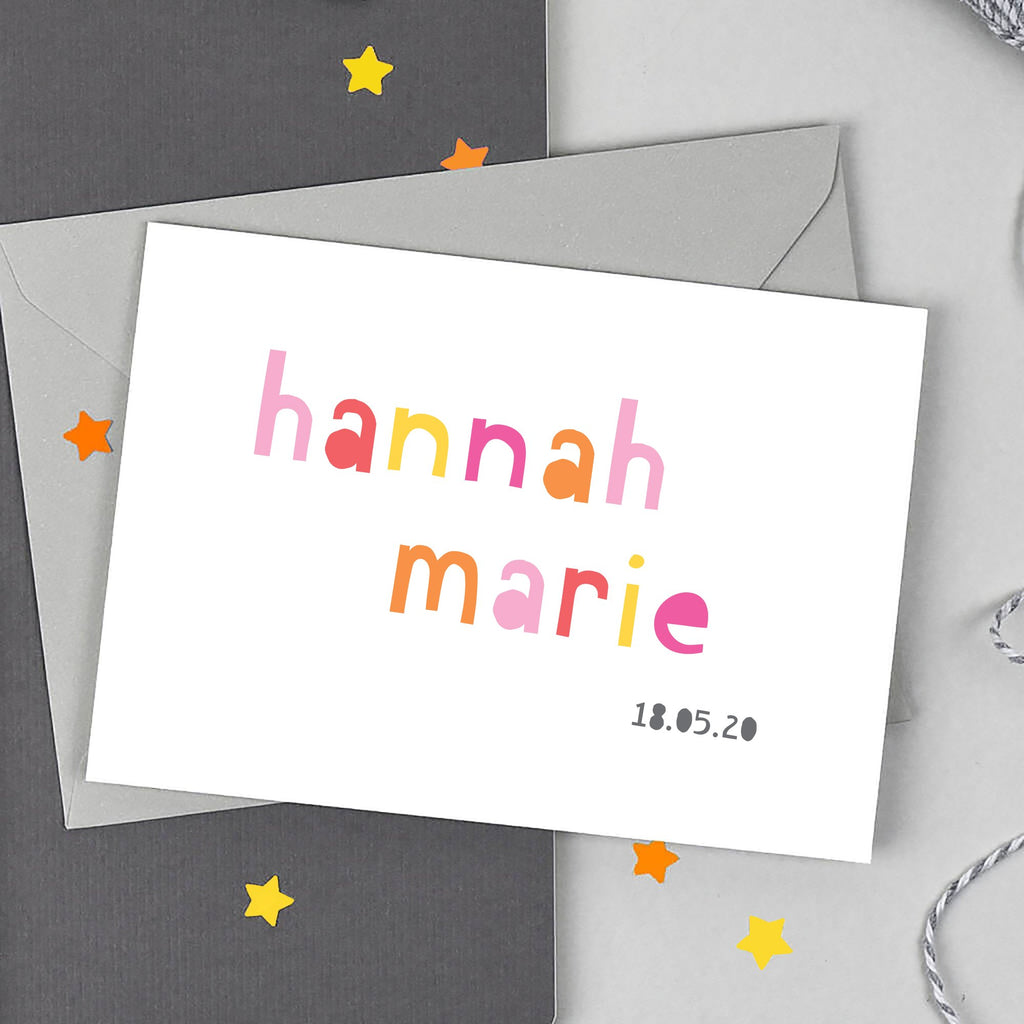 Personalised New Baby Girl Card - Studio 9 Ltd