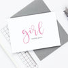 Personalised New Baby Girl Script Card - Studio 9 Ltd
