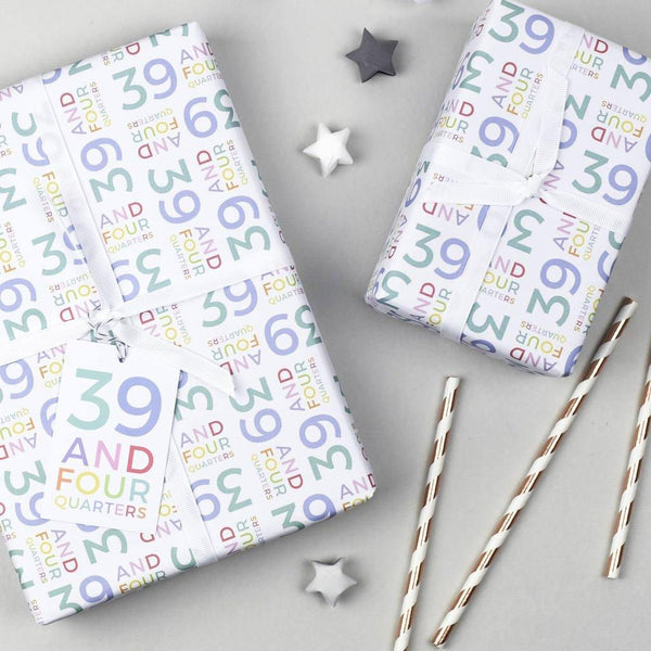 40th Birthday - 39 And Four Quarters Wrapping Paper Set - Studio 9 Ltd