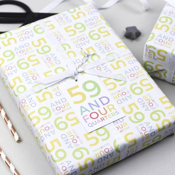 60th Birthday - 59 And Four Quarters Wrapping Paper Set - Studio 9 Ltd
