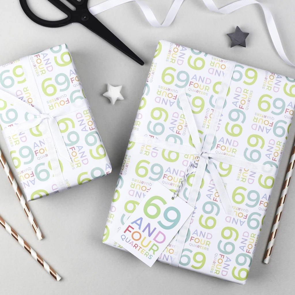 70th Birthday - 69 And Four Quarters Wrapping Paper Set - Studio 9 Ltd