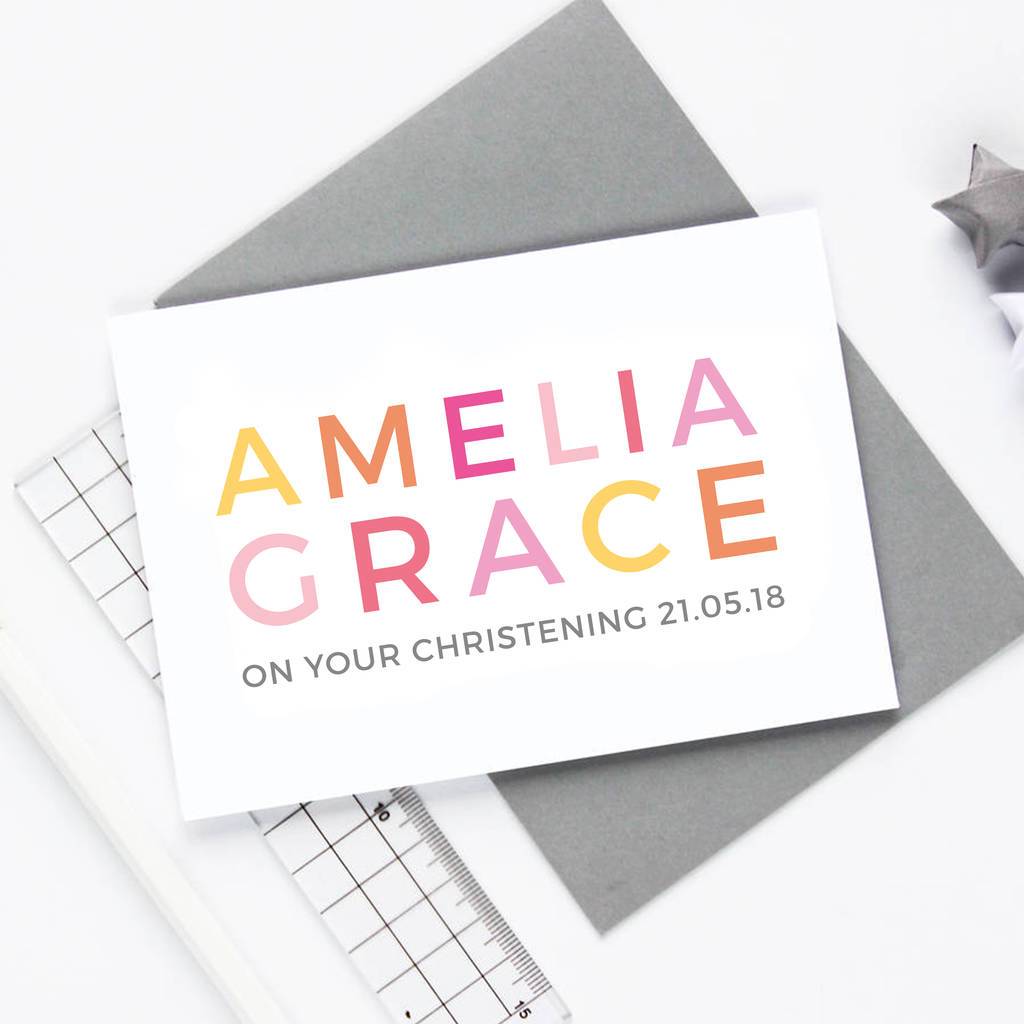 Personalised Girls Christening Card - Studio 9 Ltd