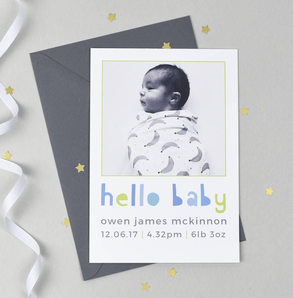 Personalised 'Hello Baby' Photo Birth Announcements - Studio 9 Ltd