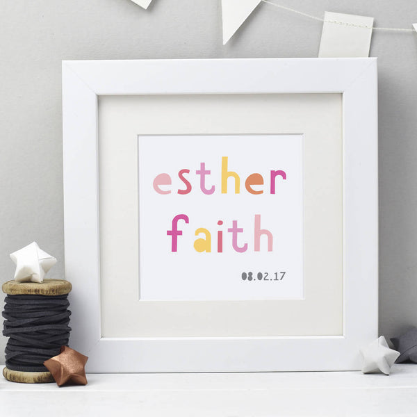 Personalised New Baby Framed Print - Studio 9 Ltd